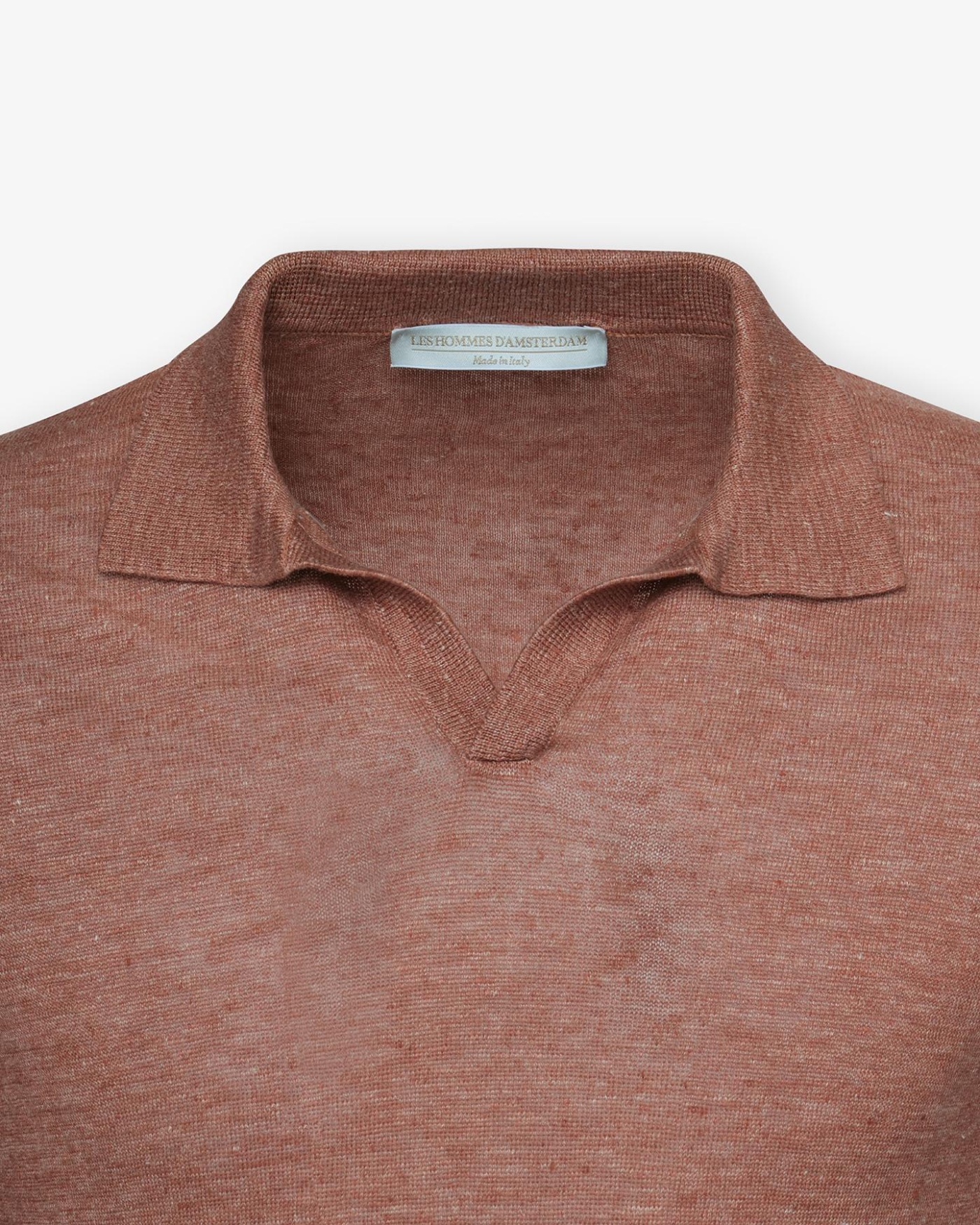 LHDA - Buttonless polo short sleeve - Linen - Terracotta