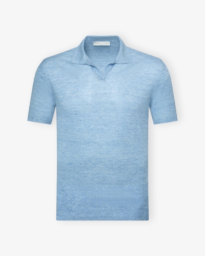 LHDA - Buttonless polo short sleeve - Linen - Azzurro