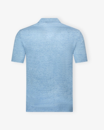 LHDA - Buttonless polo short sleeve - Linen - Azzurro