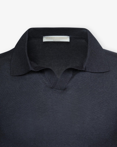 LHDA - Buttonless polo short sleeve - Silk - Navy
