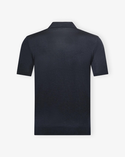 LHDA - Buttonless polo short sleeve - Silk - Navy