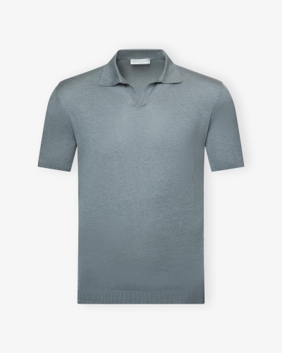 LHDA - Buttonless polo short sleeve - Silk - Grey