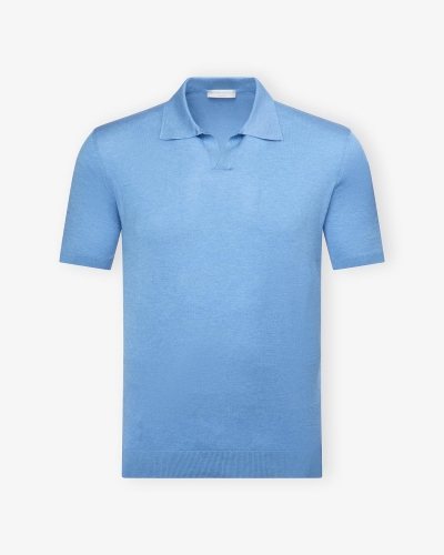 LHDA - Buttonless polo short sleeve - Silk - Azzurro