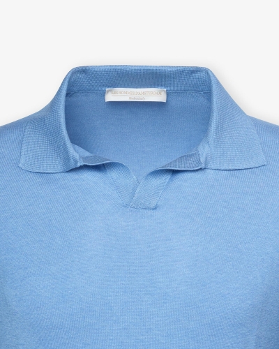LHDA - Buttonless polo short sleeve - Silk - Azzurro