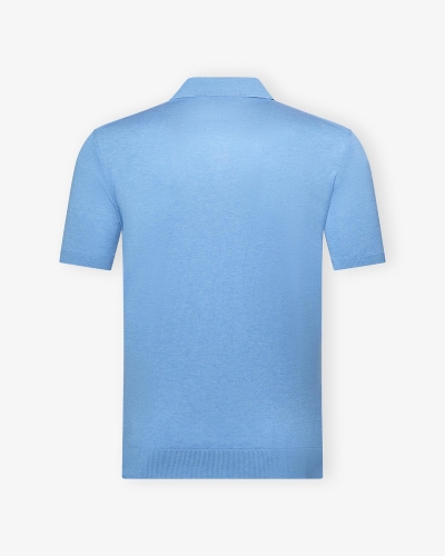 LHDA - Buttonless polo short sleeve - Silk - Azzurro