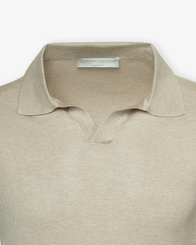 LHDA - Buttonless polo short sleeve - Silk - Sand