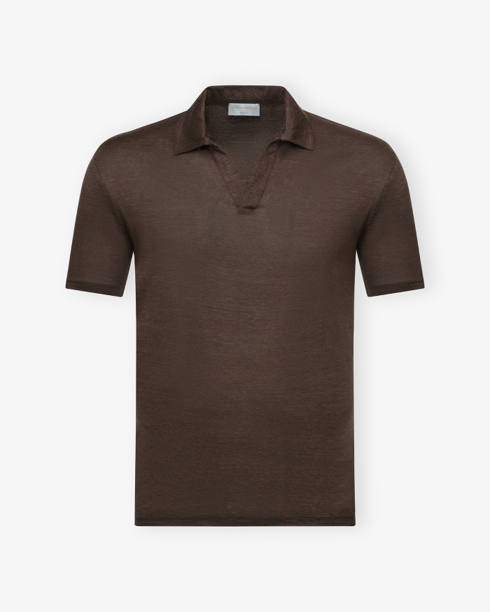 LES HOMMES D'AMSTERDAM LHDA - Buttonless polo short sleeve - Brown