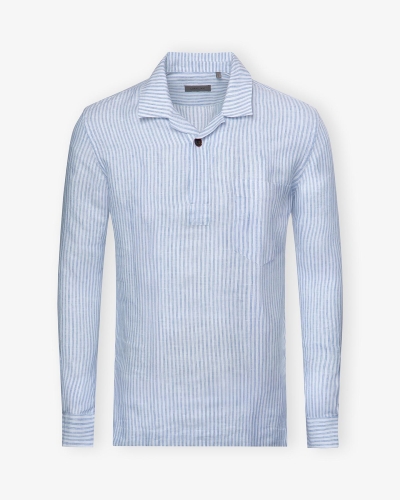 Corneliani - Bowling shirt long sleeve - Blue stripes