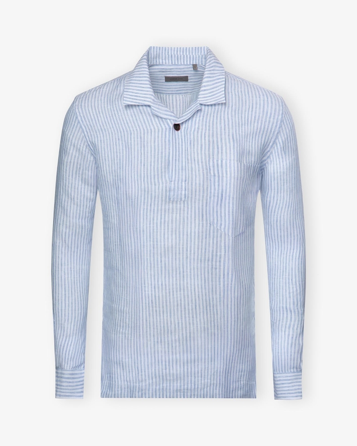 CORNELIANI Corneliani - Bowling shirt long sleeve - Blue stripes