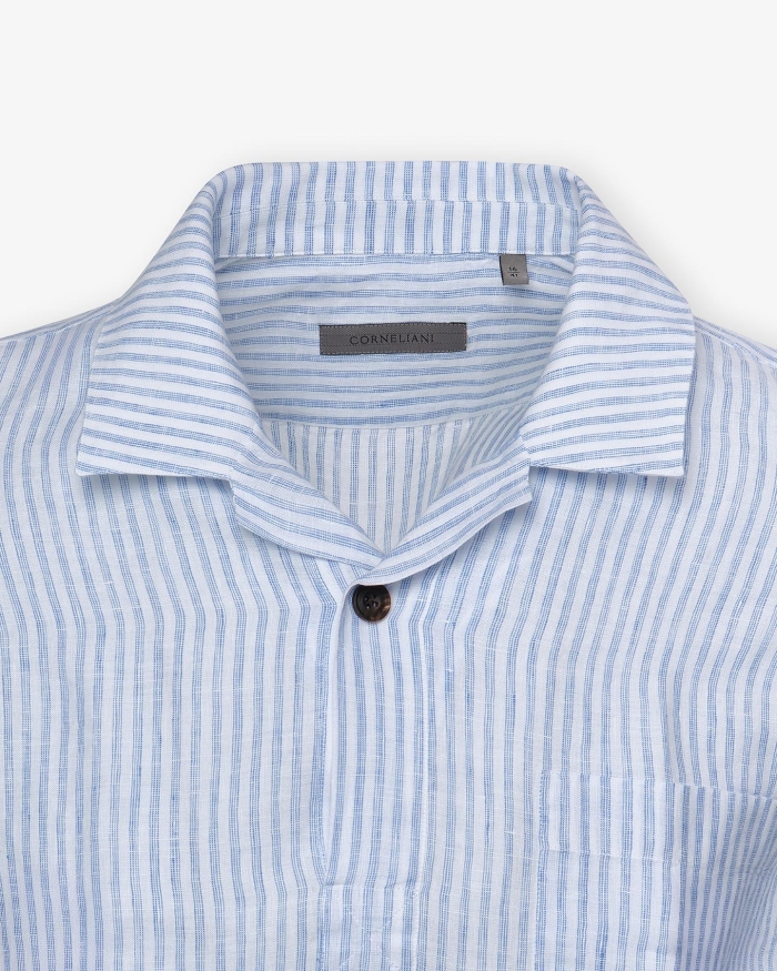 CORNELIANI Corneliani - Bowling shirt long sleeve - Blue stripes