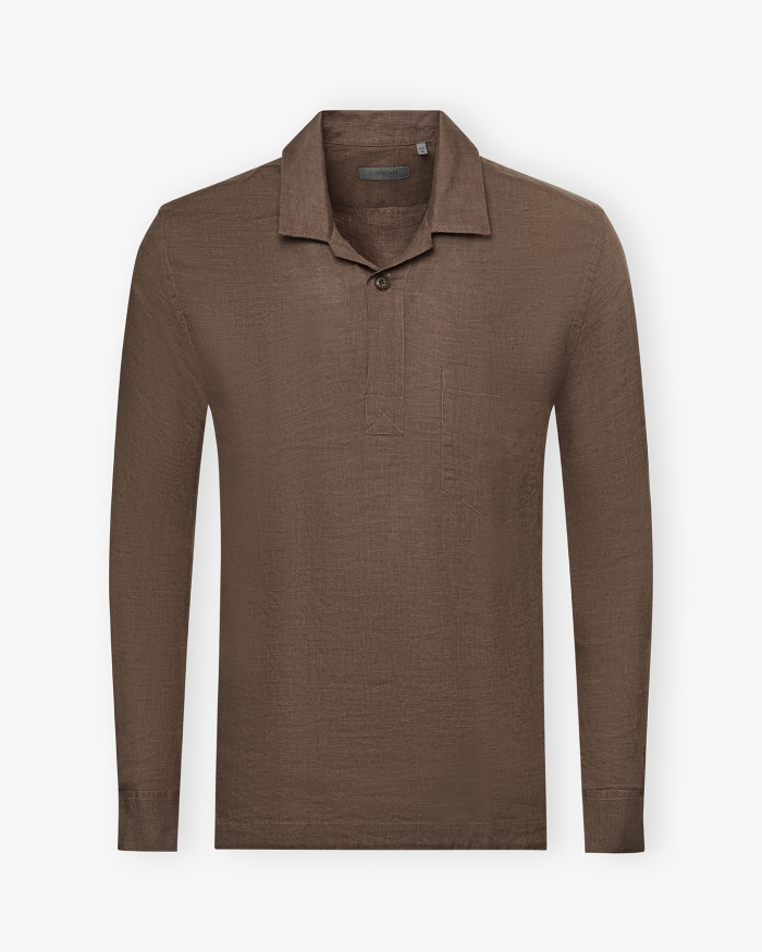 CORNELIANI Corneliani - Bowling shirt long sleeve - Linen brown