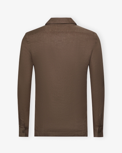Corneliani - Bowling shirt long sleeve - Linen brown