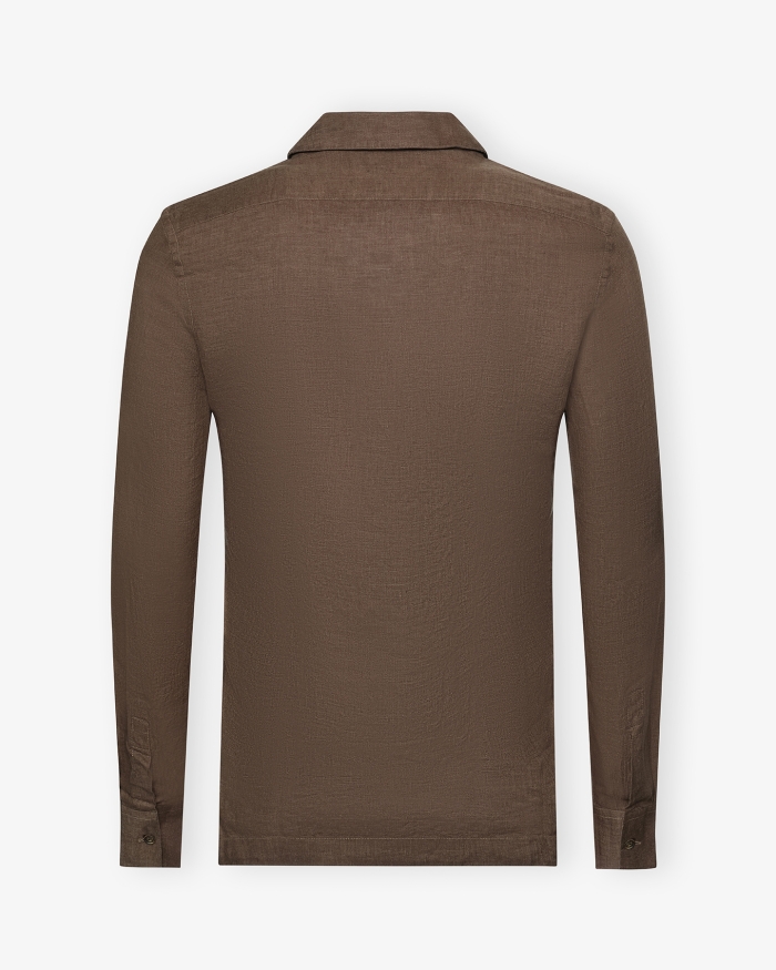 CORNELIANI Corneliani - Bowling shirt long sleeve - Linen brown
