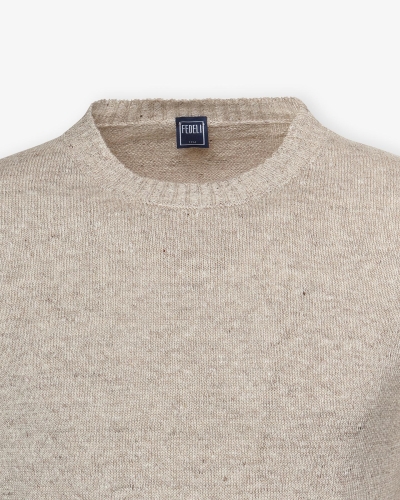 Fedeli - Round neck linen - Greige