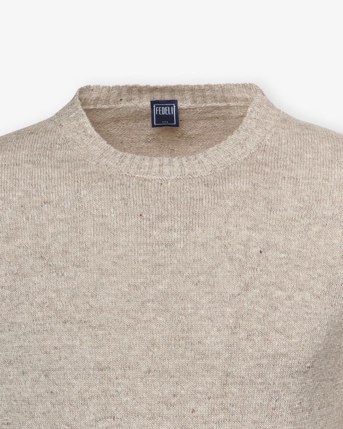 FEDELI Fedeli - Round neck linen - Greige