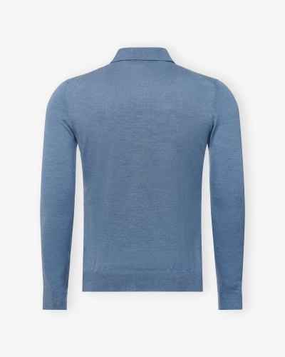LHDA - Polo long sleeves - Wool and silk - L.Blue