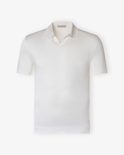 LHDA - Buttonless polo short sleeve - Silk - White