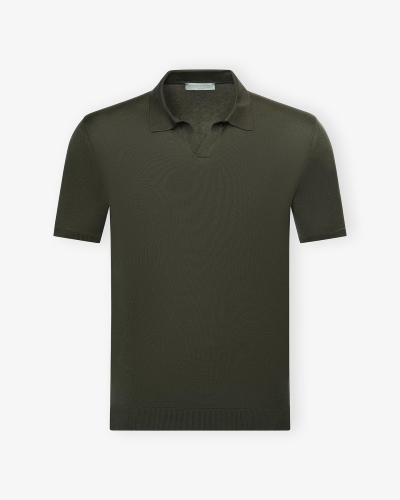LHDA - Buttonless polo short sleeve - Silk - Green