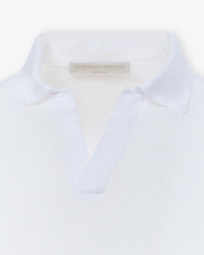 LHDA - Buttonless polo short sleeve linen - White