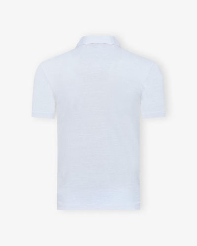 LHDA - Buttonless polo short sleeve linen - White