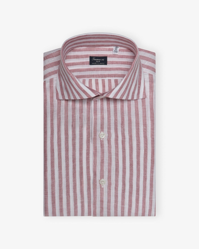 FINAMORE Finamore - Shirt Eduardo Napoli - Linen - Old pink