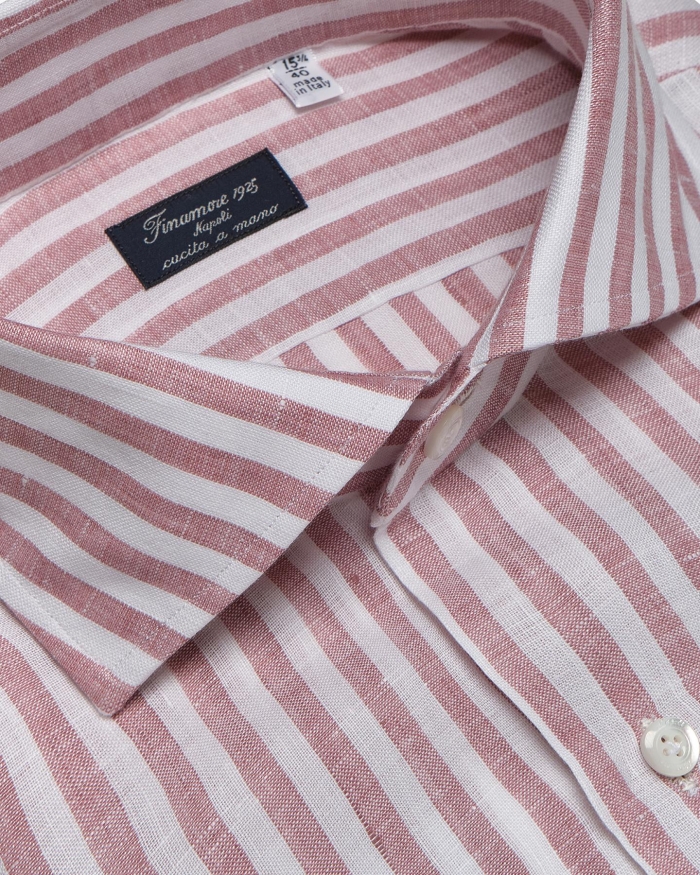 FINAMORE Finamore - Shirt Eduardo Napoli - Linen - Old pink