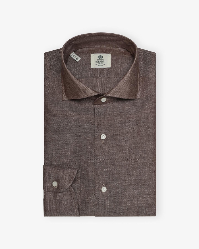 BORRELLI NAPOLI Borrelli Napoli - Shirt linen - Brown