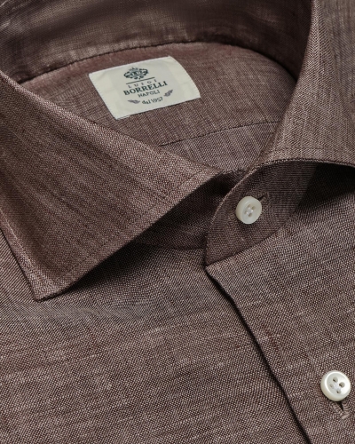 Borrelli Napoli - Shirt linen - Brown