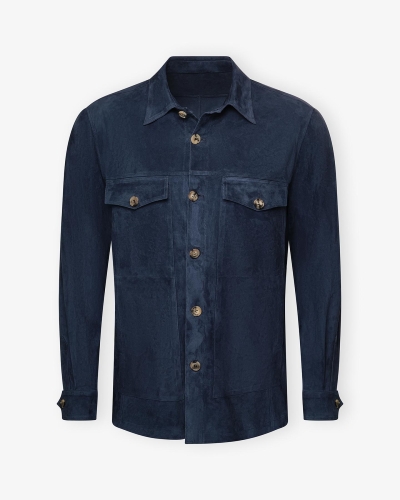 Rifugio Napoli - Handmade leather overshirt - Navy