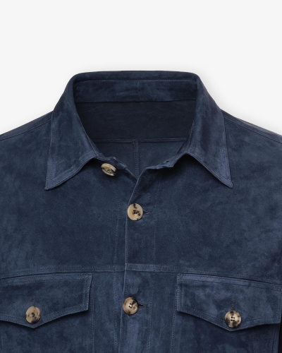 Rifugio Napoli - Handmade leather overshirt - Navy
