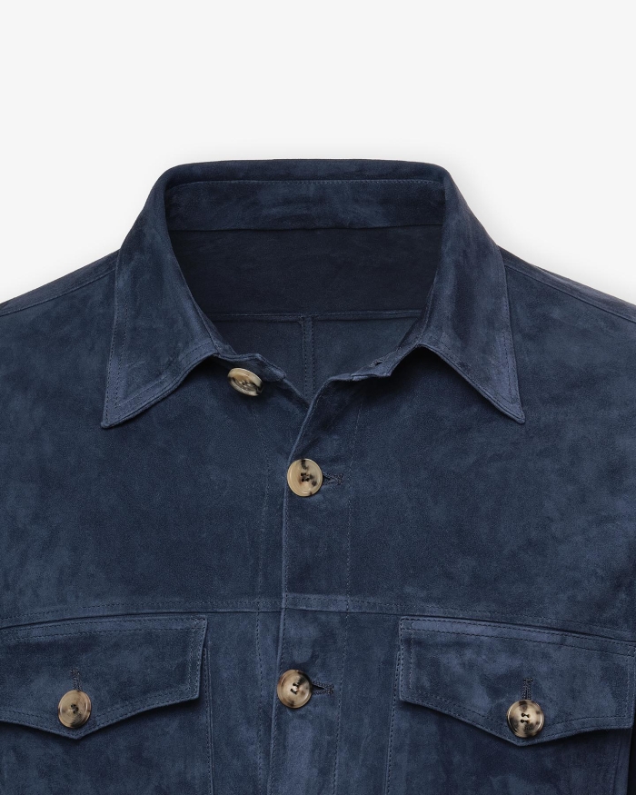 RIFUGIO NAPOLI Rifugio Napoli - Handmade leather overshirt - Navy