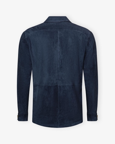 Rifugio Napoli - Handmade leather overshirt - Navy