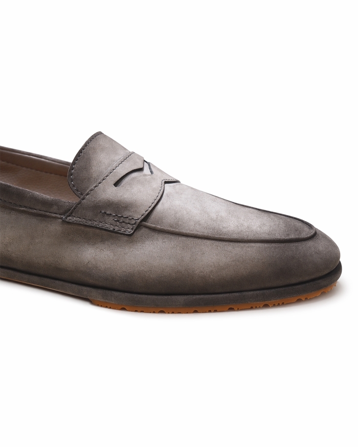SANTONI Santoni - Carlo loafer - Silk suede - Greige