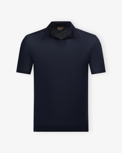 DC - Buttonless polo short sleeve - Fine wool - Navy