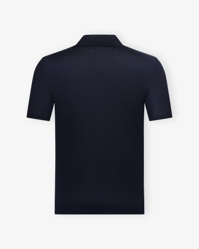 DC - Buttonless polo short sleeve - Fine wool - Navy