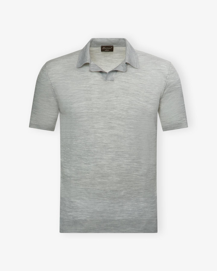 DORIANI CASHMERE DC - Buttonless polo short sleeve - Fine wool - Grey