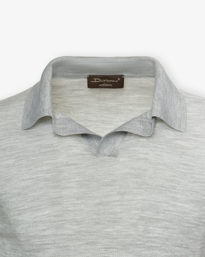 DC - Buttonless polo short sleeve - Fine wool - Grey
