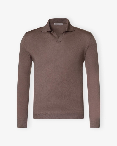 LHDA - Polo long sleeve - Virgin wool - Greige