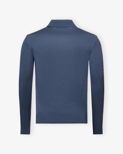 Doriani Cashmere - Buttonless polo silk cotton - Blue