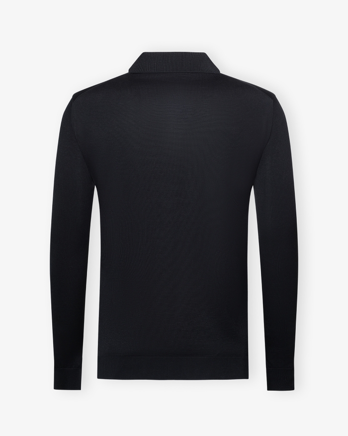 DORIANI CASHMERE Doriani Cashmere - Buttonless polo silk cotton - Navy