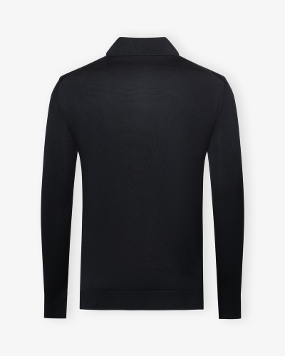 Doriani Cashmere - Buttonless polo silk cotton - Navy
