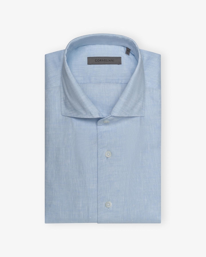CORNELIANI Corneliani - Shirt one piece collar linen - Light blue