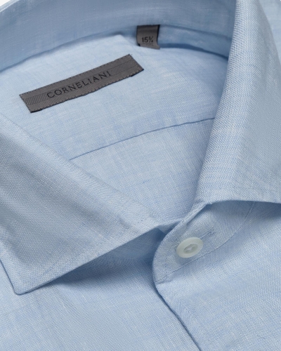 Corneliani - Shirt one piece collar linen - Light blue