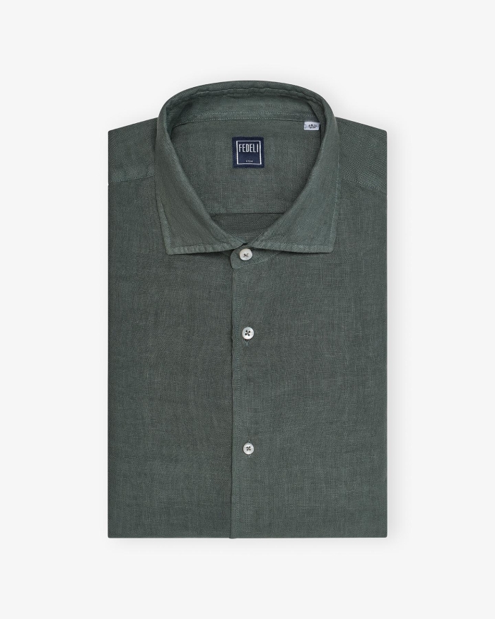 FEDELI Fedeli - Shirt Nick linen - Olive