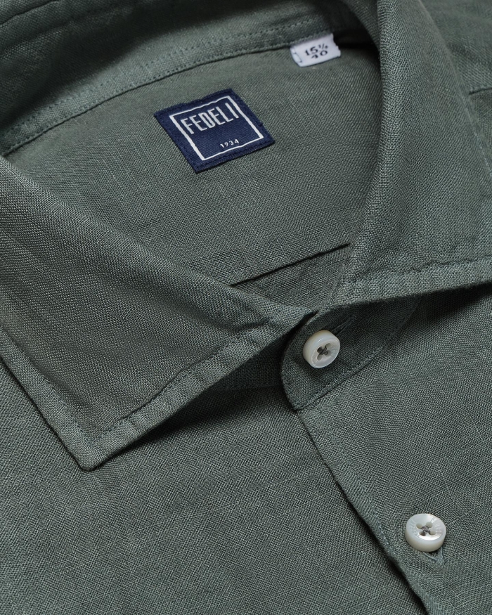 FEDELI Fedeli - Shirt Nick linen - Olive