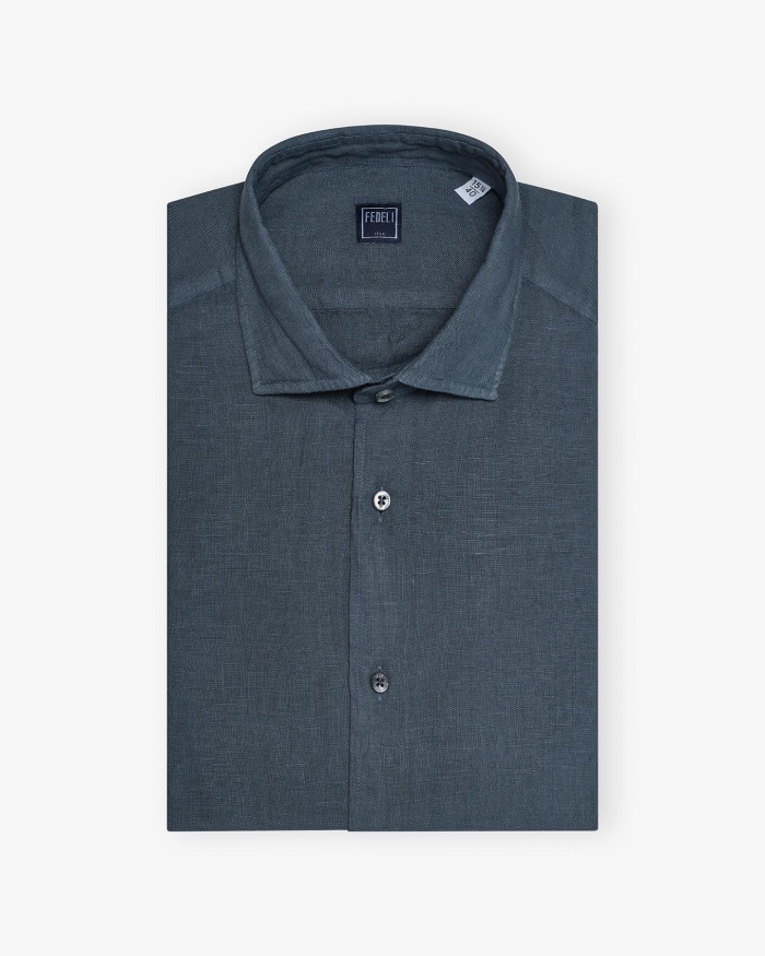 FEDELI Fedeli - Shirt Nick linen - Ocean blue