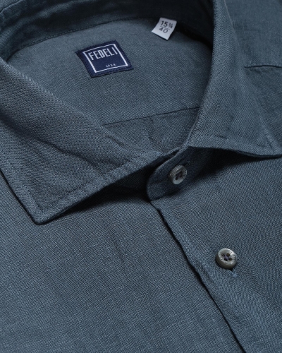 Fedeli - Shirt Nick linen - Ocean blue