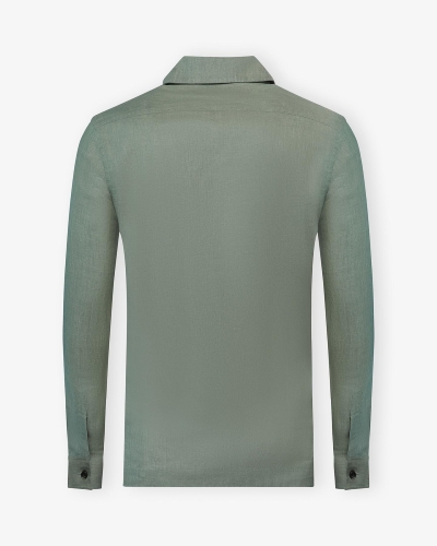 Corneliani - Bowling shirt long sleeve - Linen olive