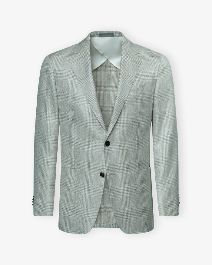 CORNELIANI Corneliani - Sartorial check jacket - Wool silk linen - Olive brown