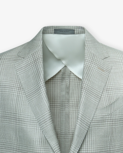 Corneliani - Sartorial check jacket - Wool silk linen - Olive brown